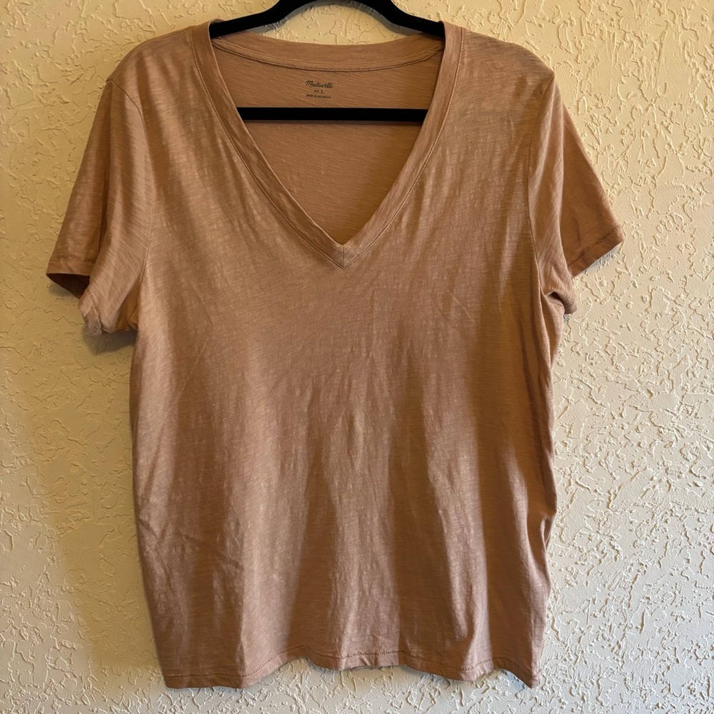 Madewell V Neck Short Sleeve T Shirt Color Blush Size Large